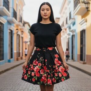 Satin Floral Skirt